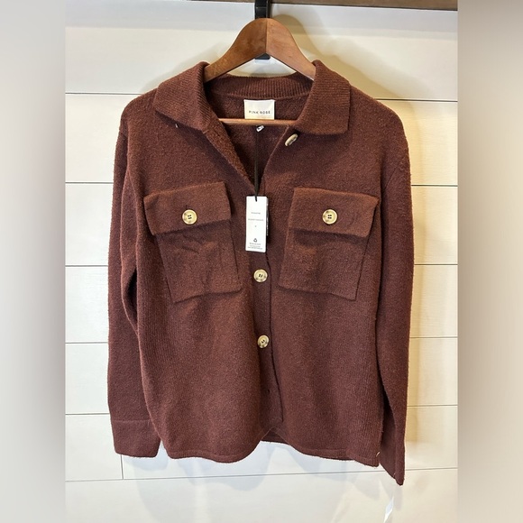 Pink Rose Brown Button-Up Jacket- size Medium - Picture 1 of 4